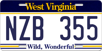 WV license plate NZB355