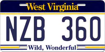 WV license plate NZB360