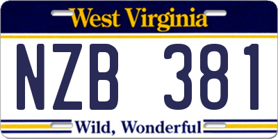 WV license plate NZB381