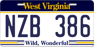 WV license plate NZB386