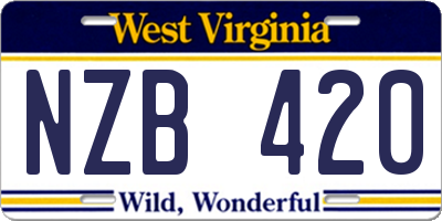 WV license plate NZB420