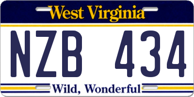 WV license plate NZB434