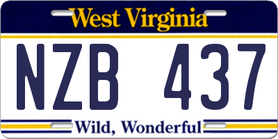 WV license plate NZB437