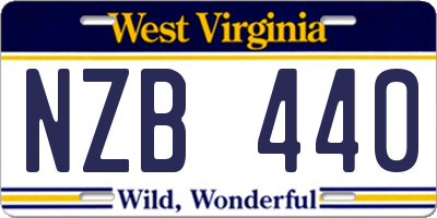 WV license plate NZB440