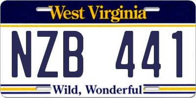 WV license plate NZB441