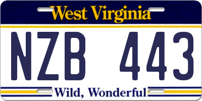 WV license plate NZB443
