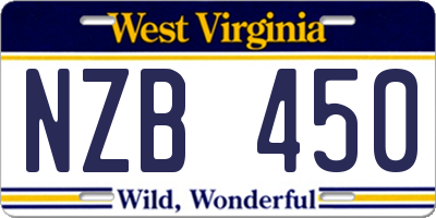 WV license plate NZB450