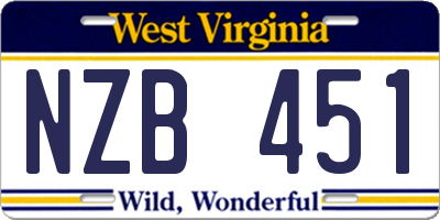 WV license plate NZB451