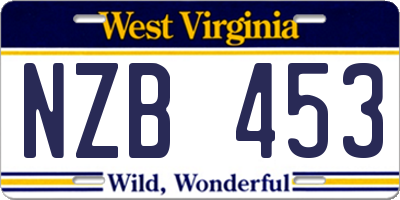 WV license plate NZB453