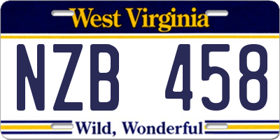 WV license plate NZB458