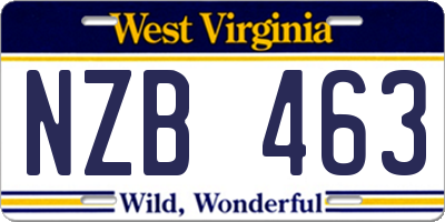 WV license plate NZB463