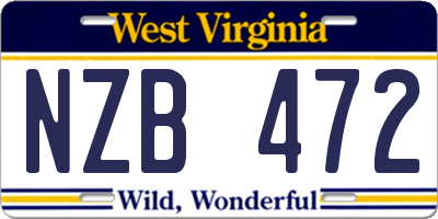 WV license plate NZB472