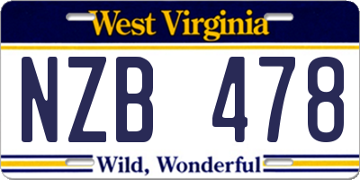 WV license plate NZB478