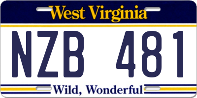 WV license plate NZB481