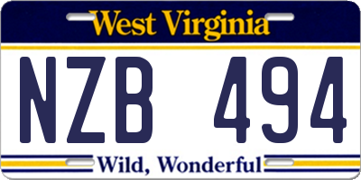WV license plate NZB494