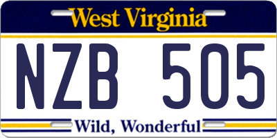 WV license plate NZB505