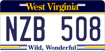 WV license plate NZB508