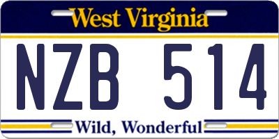 WV license plate NZB514
