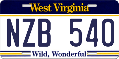 WV license plate NZB540