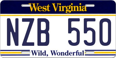 WV license plate NZB550