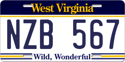 WV license plate NZB567