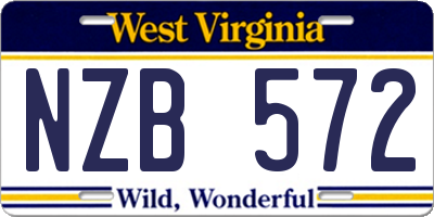 WV license plate NZB572