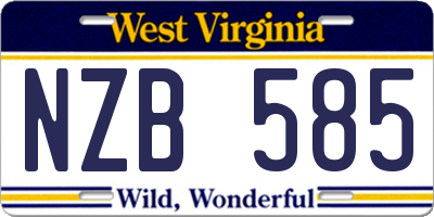 WV license plate NZB585