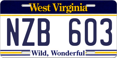 WV license plate NZB603