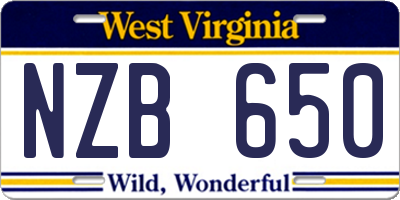 WV license plate NZB650