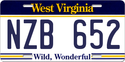 WV license plate NZB652