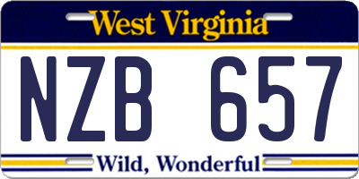 WV license plate NZB657