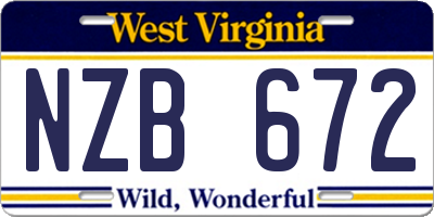 WV license plate NZB672