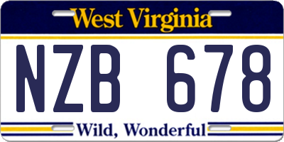 WV license plate NZB678