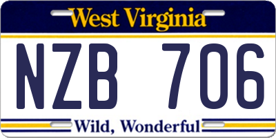 WV license plate NZB706