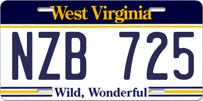 WV license plate NZB725