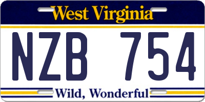 WV license plate NZB754