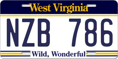 WV license plate NZB786