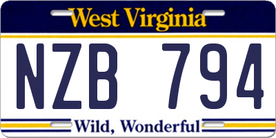 WV license plate NZB794
