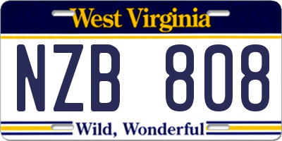 WV license plate NZB808