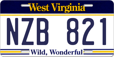 WV license plate NZB821