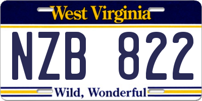 WV license plate NZB822