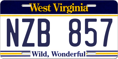 WV license plate NZB857