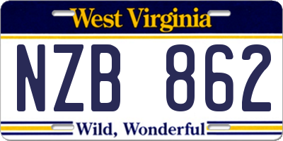 WV license plate NZB862