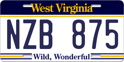 WV license plate NZB875