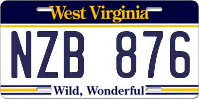WV license plate NZB876