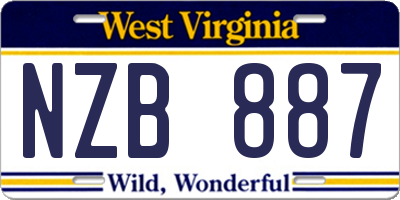 WV license plate NZB887
