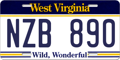 WV license plate NZB890