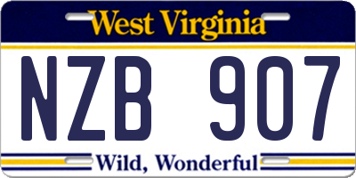 WV license plate NZB907