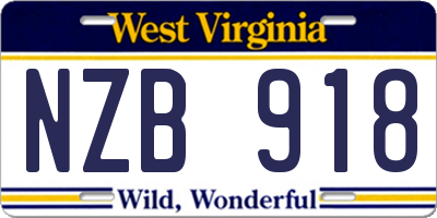 WV license plate NZB918