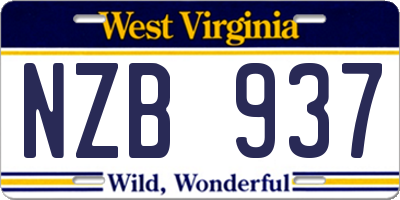 WV license plate NZB937